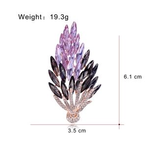 French style crystal wheat ear brooch in purple and black with rose gold plating
