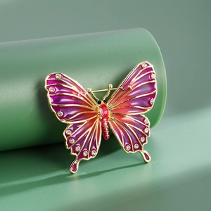 Fashion Butterfly Brooch Alloy Gradient Enamel Rhinestone Butterfly Shape Pins For Women Wedding Banquet Jewelry Accessories
