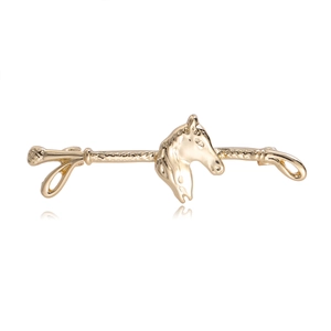 Vintage Zinc Alloy Horse Head Brooch Pin For Men Women Electroplated Simple Animal Zodiac Horse Collar Lapel Pin Accessory