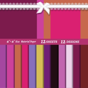 Detail showing 12 designs of 6x6 inch purple aesthetic DIY scrapbooking material paper pack