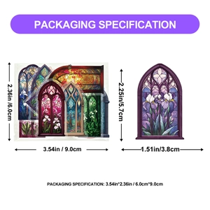 Gothic cathedral stained glass stickers for journals, 50-pack PET floral window decals