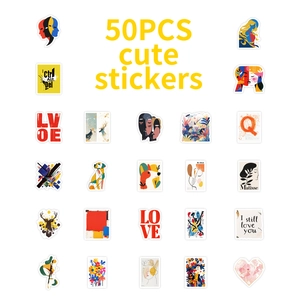 50 pieces of aesthetic art illustration stickers featuring modern minimalist designs