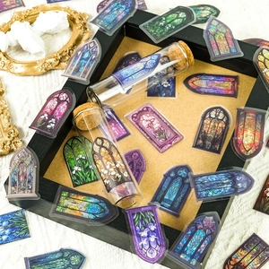 Gothic cathedral stained glass PET stickers for vintage journaling and DIY crafts