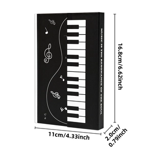 Creative piano theme hardbound magnetic notebook with sheet music and quote design