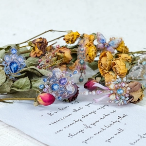 Vintage jewelry butterfly PET stickers with blue sapphire and purple amethyst pendant designs