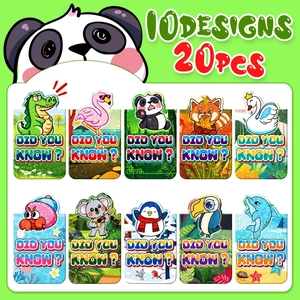Lot de 20 marque-pages pliables d'animaux mignons avec 10 motifs éducatifs variés