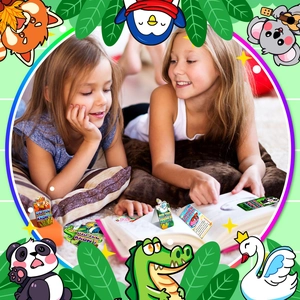 Enfants utilisant des marque-pages animaux éducatifs avec des faits et des motifs pandas