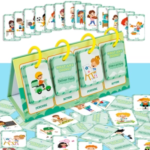 Flashcard Educative Inglesi per la Cognizione dell'Azione per Bambini Piccoli Apprendimento del Comportamento con Supporto da Tavolo