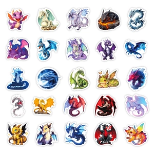 Collection d'autocollants de dragons colorés aux styles variés pour les enfants