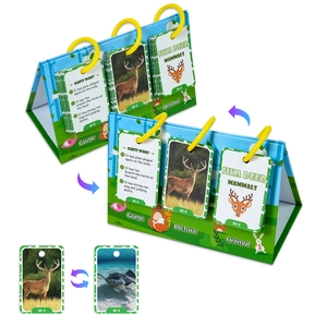 Educational animal cognition cards with flip stand and detailed realistic animal facts