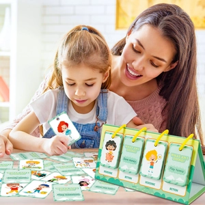 Flashcard educative per bambini con supporto pieghevole verde per studio interattivo