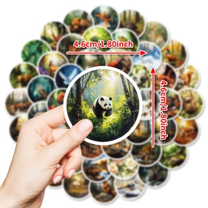 Lot de 50 autocollants imperméables d'animaux de forêt en boule de verre pour bagages
