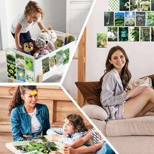 Kit di collage da parete verde botanico da 50 pezzi con poster di paesaggi naturali
