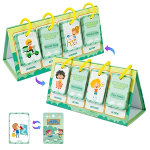 96 carte didattiche bifacciali per bambini con supporto verde e grafiche d'azione