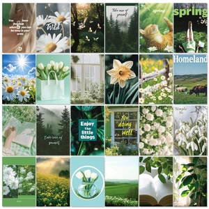 Kit Collage da Parete Botanico Natura Verde Estetico Paesaggio Floreale Carta Decorativa Cartolina Poster Per Decorazione Camera Arte Parete