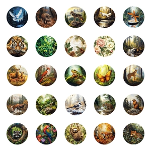 Grille de stickers animaux de la forêt imperméables avec loups, hiboux et tigres