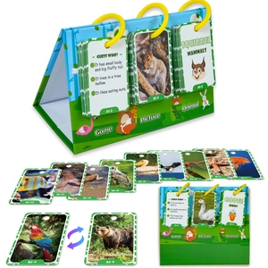 Educational animal riddle flip cards with foldable stand and colorful learning categories