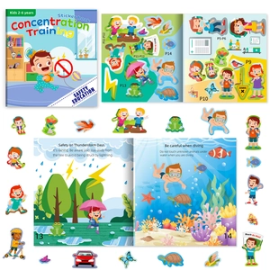 Reusable educational sticker book for toddlers 2-6 years with safety theme activities