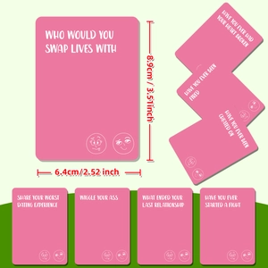 Pink social party card game with 50 conversation starters for adults 8.9x6.4cm