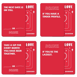 Παιχνίδι ποτού 50 καρτών Love Around για ζευγάρια με κόκκινες και λευκές κάρτες