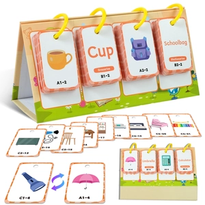 Educational flip cards for kids learning English with foldable stand and bright rings