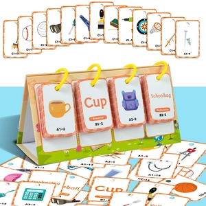 Educational flash cards set for children with desktop stand and flip ring binder