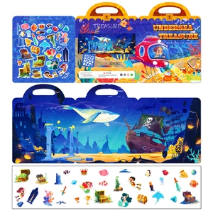 Reusable ocean treasure jelly sticker book for children featuring mermaids and pirates