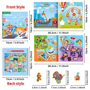 Kids amusement park DIY sticker book for early education and concentration training