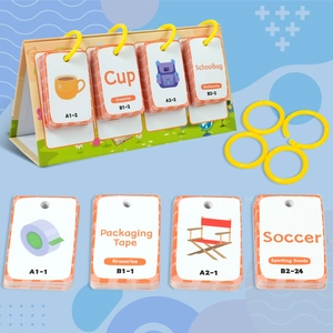 English Vocabulary Learning Flash Cards Desktop Flip Stand Educational Toy For Toddlers Kids Language Cognition Study Cards