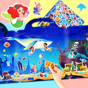 Portable Reusable Jelly Sticker Book For Kids Undersea Treasure Theme Educational Mermaid Ocean Life Toy For Boys Girls