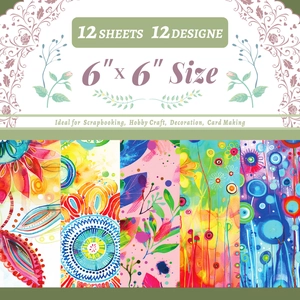 Detail of 6x6 inch floral scrapbooking paper sheets for DIY handmade card making