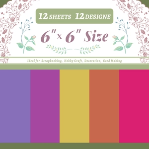 Λεπτομερής προβολή 12 φύλλων μωβ χαρτιού scrapbooking 6x6 ιντσών για χειροτεχνίες