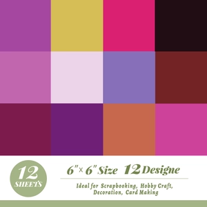 12 φύλλα μωβ χαρτί scrapbooking 6x6 ιντσών για χειροτεχνίες και DIY διακόσμηση