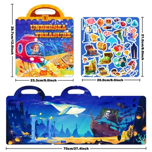 Kids ocean treasure jelly sticker book with reusable themes for early education play