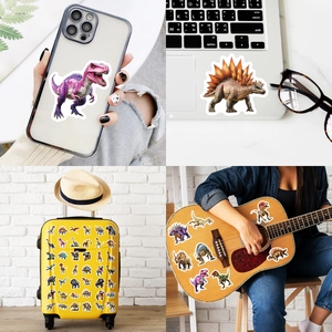 Realistische Dinosaurier Aufkleber auf Handyhülle, Laptop, Koffer und Gitarre
