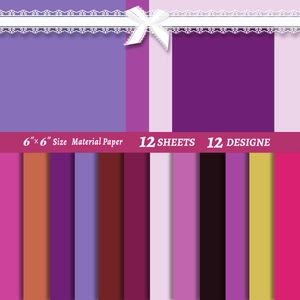 12 φύλλα μωβ διακοσμητικό χαρτί 6x6 ιντσών για scrapbooking και κατασκευές DIY