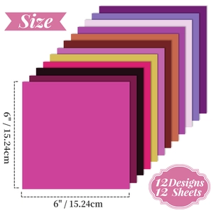 Σετ 12 φύλλα χαρτί scrapbooking με μωβ διαβάθμιση 6x6 ίντσες για χειροτεχνίες