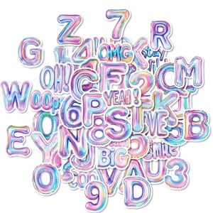 50pcs 3D balloon style colorful laser alphabet and number stickers for kids gifts