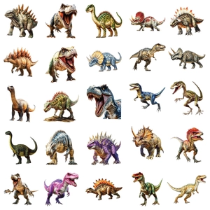 Sammlung von 50 realistischen Dinosaurier-Aufklebern mit T-Rex und Triceratops für Laptops