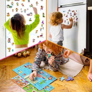 Libro de pegatinas infantiles con escenas interactivas para entrenar la concentración