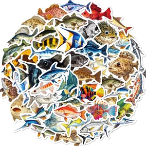 Lot de 50 autocollants de pêche imperméables pour valises et ordinateurs portables