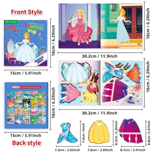 Livre d'autocollants princesse DIY pour enfants avec pages de tenues colorées et design