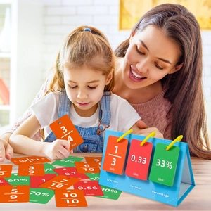 Tabella didattica di matematica con schede per frazioni decimali e percentuali