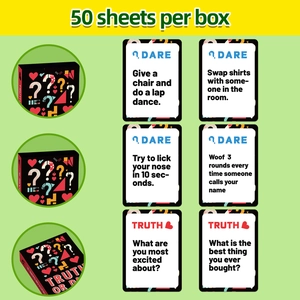 50-card Truth or Dare party game set with creative interactive cards in a black box