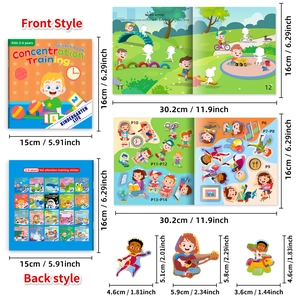 Libro de pegatinas para entrenar la concentración infantil con escenas de 15x16cm