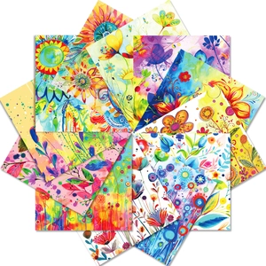 Artistic floral cardstock set with vibrant sunflower designs for scrapbooking backgrounds