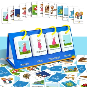 English Sentence Making Flip Cards For Kids Educational Vocabulary Grammar Training Blue Stand Early Learning Toy