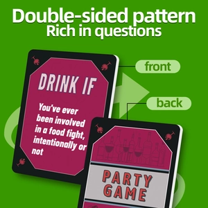 Black and pink drinking party game cards with double-sided pattern for adult gatherings