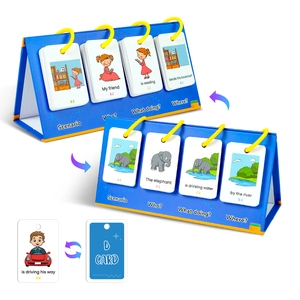 Detailed view of flip-card educational base showing sentence building structures