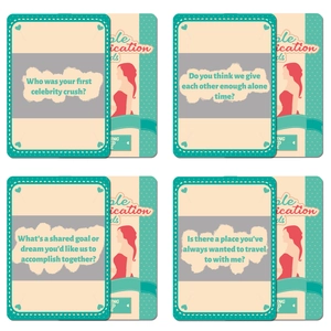 Tarjetas retro de comunicación para parejas con avisos de interacción en cuadrícula